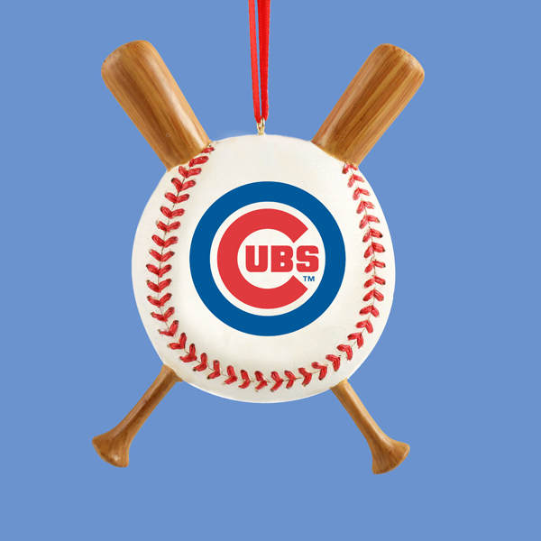 Item 100219 Chicago Cubs Baseball With Bats Ornament