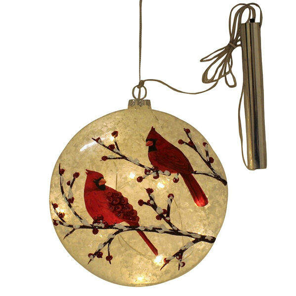 Item 100247 LED Battery Operated Cardinal Disc Ornament
