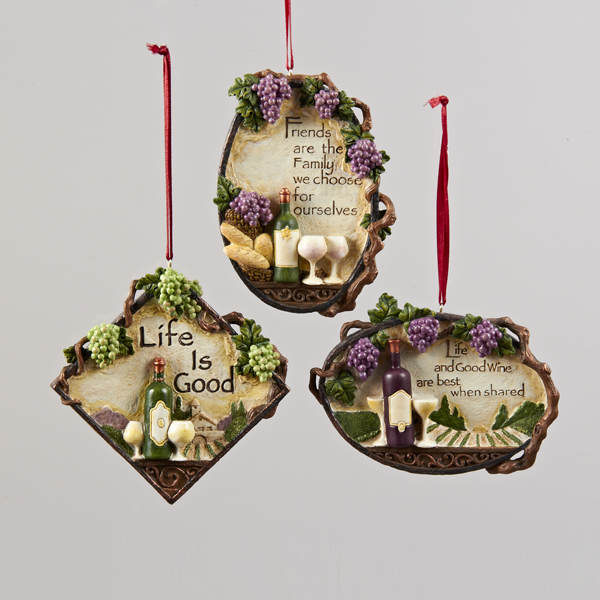 Item 100360 Tuscan Wine Plaque With Saying Ornament