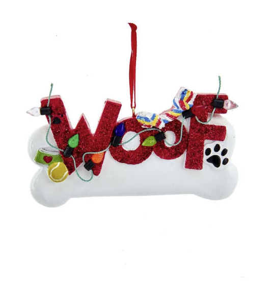Item 100393 Personalizable Woof Dog Ornament
