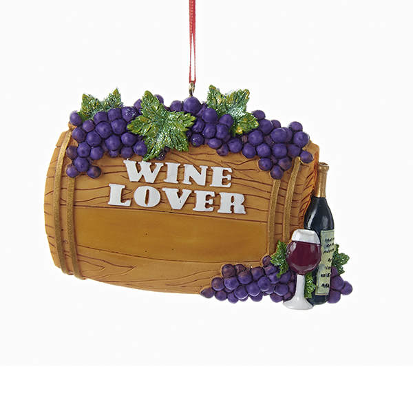 Item 100394 Wine Lover Barrel With Grapes/Glass/Bottle Ornament