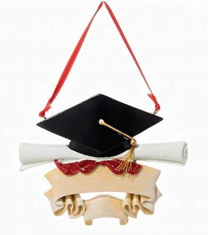 Item 100466 Graduate Cap With Diploma and Banner Ornament
