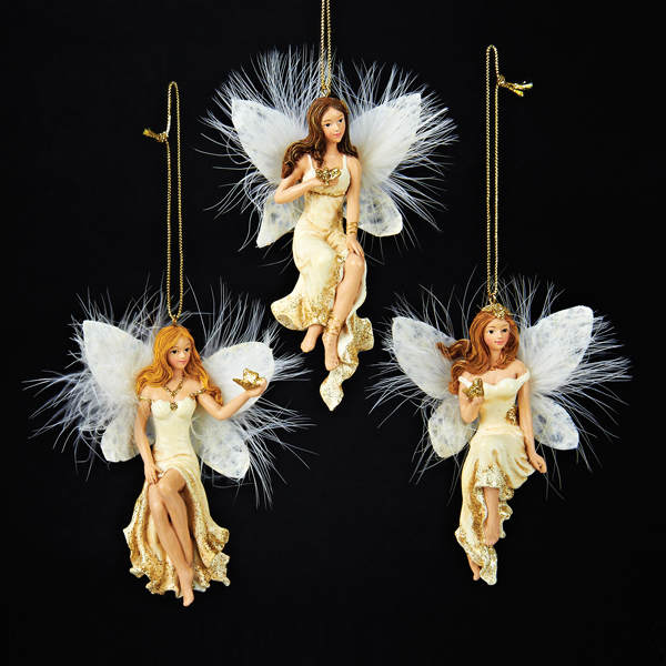 Item 100478 Ivory/Gold Angel Ornament