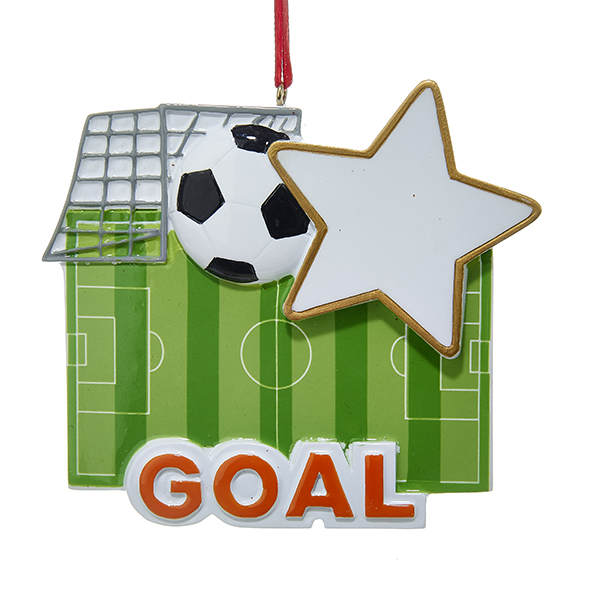 Item 100528 Personalizable Soccer Field With Ball/Star/Goal Text Ornament