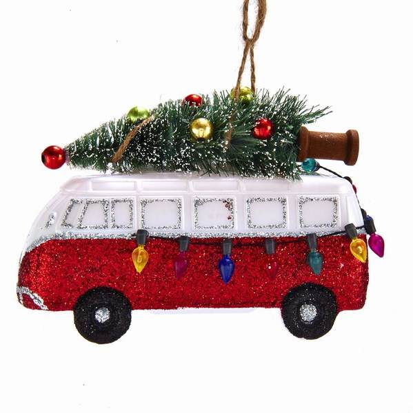 Item 100714 Van With Tree and Light Bulbs Ornament
