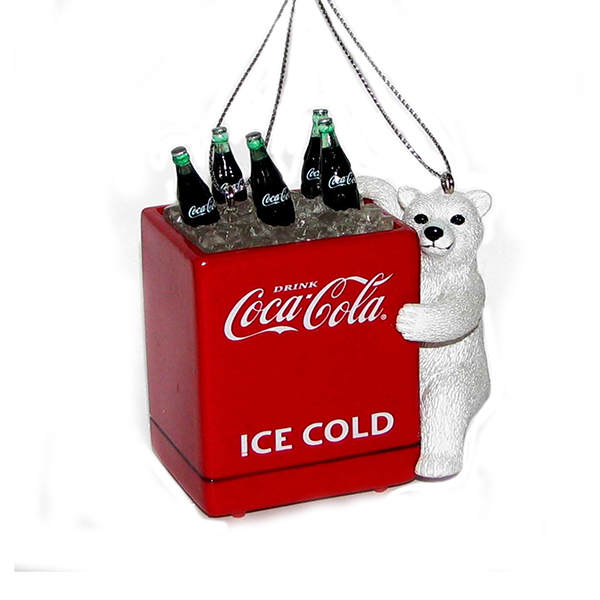Item 100842 Coke Polar Bear Cub With Cooler Ornament