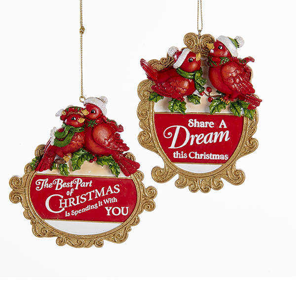 Item 101023 Red Birds With Words Ornament 