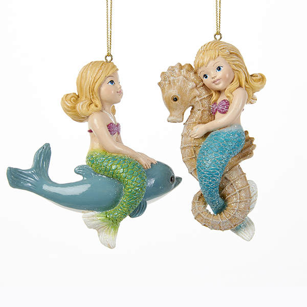 Item 101153 Mermaid Girl On Dolphin/Seahorse Ornament