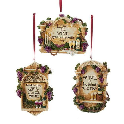 Item 101247 Vineyard Wine Plaque With Saying Ornament