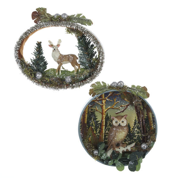 Item 101284 Deer/Owl Round Frame Ornament 