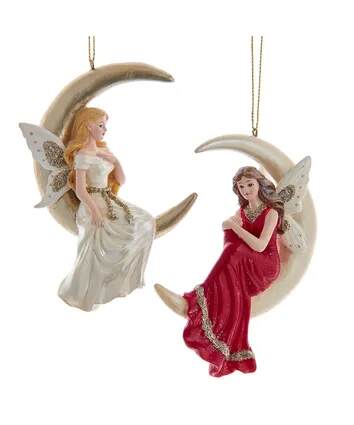 Item 101452 Cran Blush Fairies On Moon Ornament