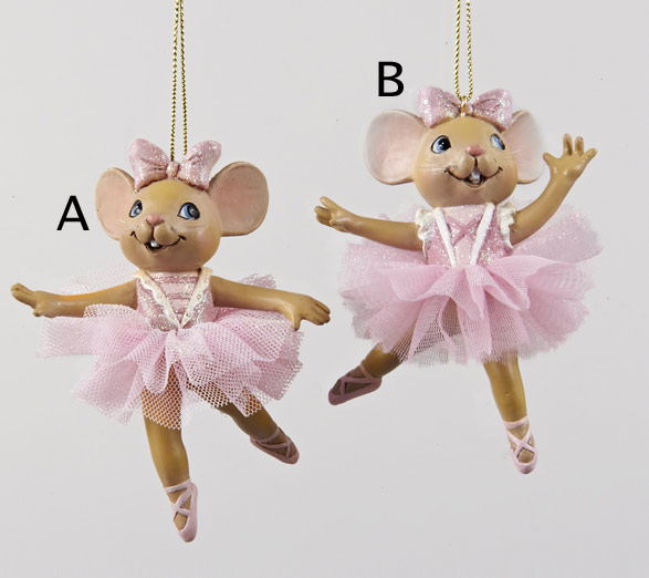 Item 101481 Ballet Mouse In Pink Dress Ornament