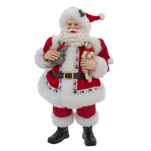 Item 101528 Santa With Puppy Kitten Table Piece