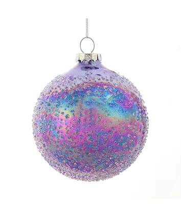 Item 101697 Glass Icy Lavender Iridescent Ball Ornament