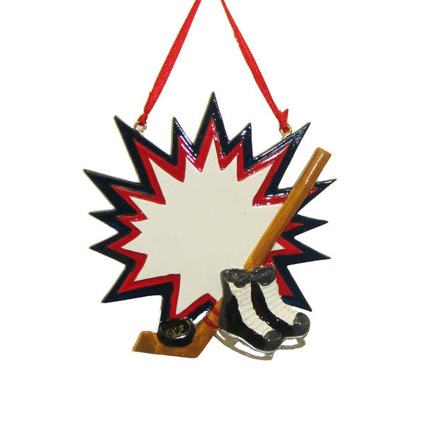 Item 101725 Ice Hockey Burst With Stick, Puck, & Skates Ornament
