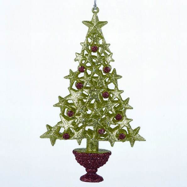 Item 101840 Green Star Shape Christmas Tree With Red Berries Ornament