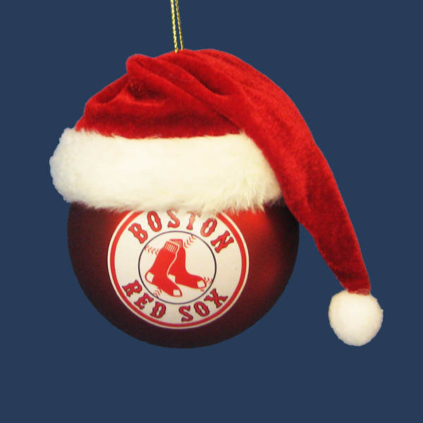 Item 101972 Boston Red Sox Ball With Santa Hat Ornament