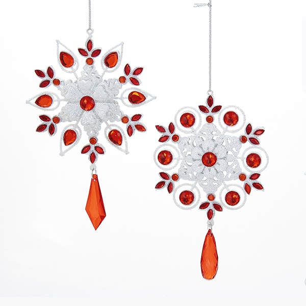 Item 102072 Snowflake With Red Gems Ornament