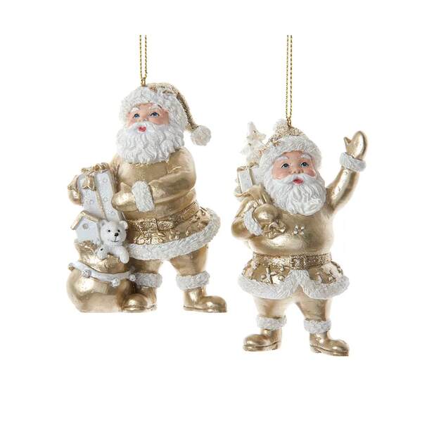 Item 102381 Light Gold and White Santa Ornament