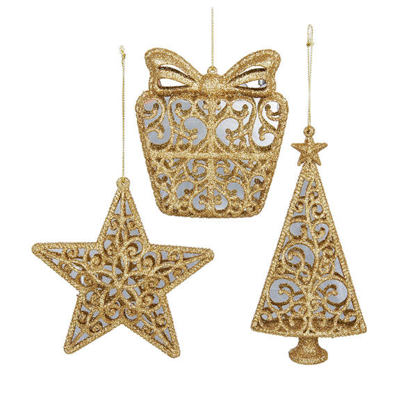 Item 102410 Lace Gold Mirror Gift Box/Star/Tree Ornament