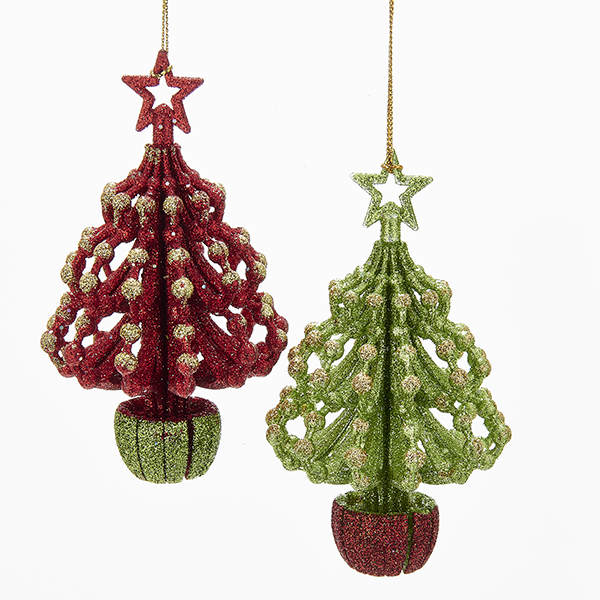 Item 102986 Red/Green/Gold Glittered Christmas Tree Ornament