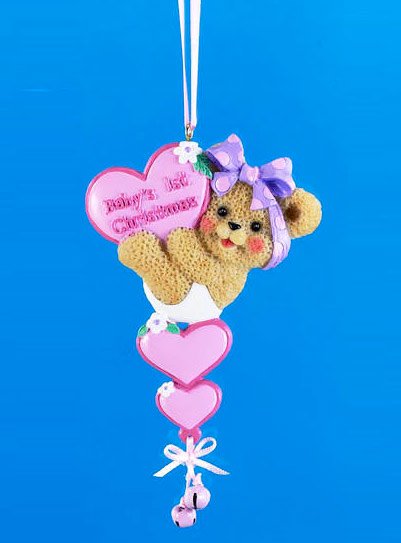 Item 103025 Baby's First Christmas Girl Bear Ornament