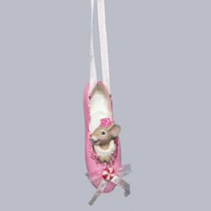 Item 103098 Girl Mouse In Ballet Shoe Ornament
