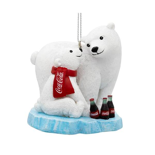 Item 103320 Coke Polar Bear And Cub On Ice Ornament