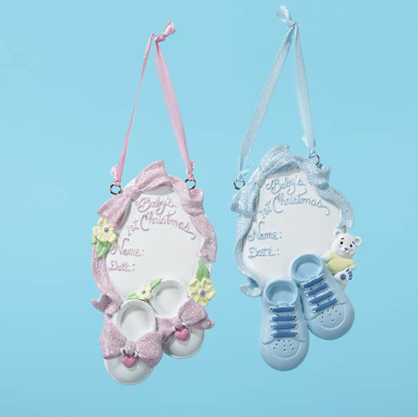 Item 103323 Baby's First Christmas Girl/Boy Shoes Ornament