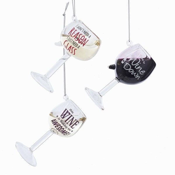 Item 103420 Wine Glass With Words Ornament