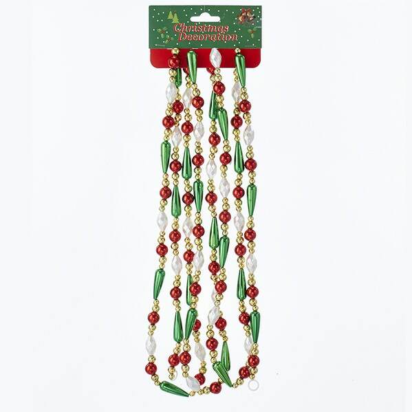 Item 103468 Gold, Red, Green and White Round Bead With Water Drop Beaded Garland