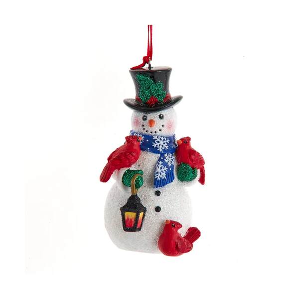 Item 103570 Snowman With Cardinals And Lantern Ornament