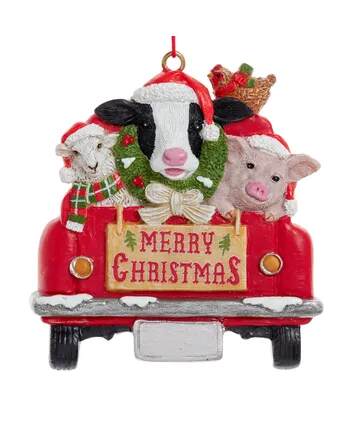 Item 103572 Farm Animal On Truck Ornament