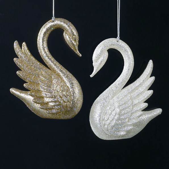 Item 103622 Gold/Silver Swan Ornament