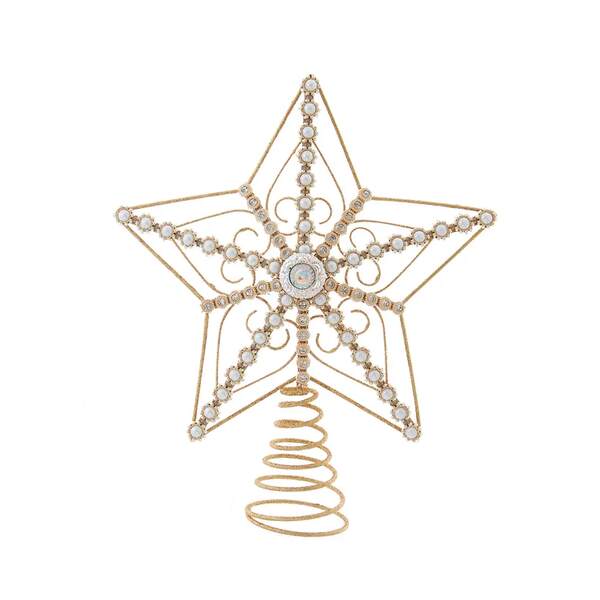 Item 103640 Gold Glitter 5 Point Star Treetopper