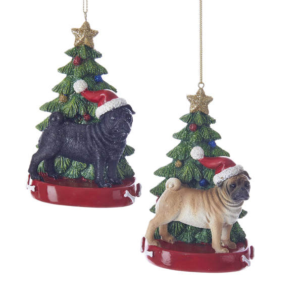 Item 103716 Pug With Tree Ornament