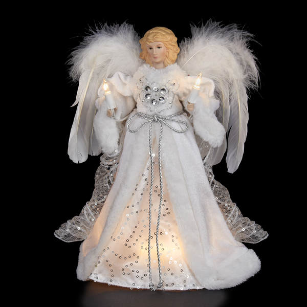 Item 103901 White/Silver Angel Tree Topper With 10 Lights