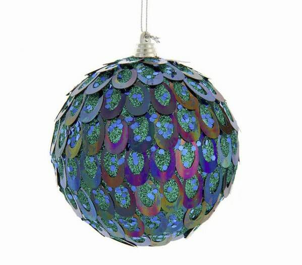 Item 104196 Peacock Round Ball Ornament