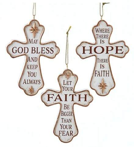 Item 104248 Cross With Saying Ornament