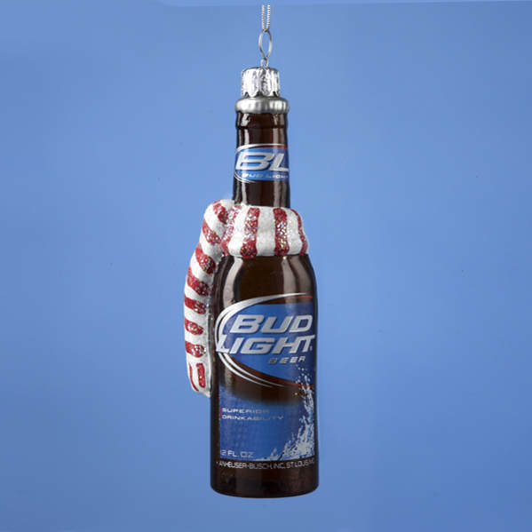Item 104971 Bud Light Beer Bottle With Red/White Scarf Ornament