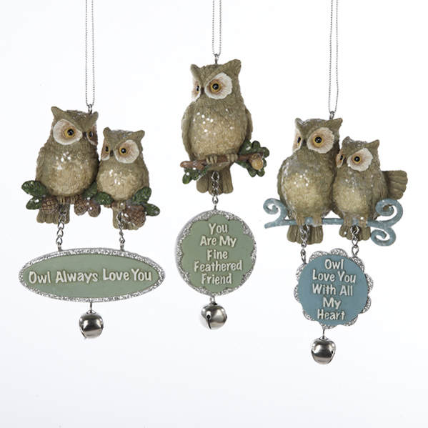 Item 105059 Owl With Dangle Sign Ornament