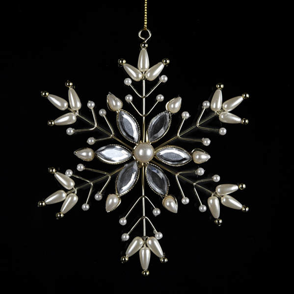 Item 105120 Snowflake With Pearl/Stone Ornament