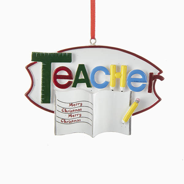 Item 105222 Teacher Sign With Notebook & Pencils Ornament