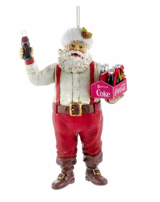 Item 105370 Santa Holding Coca-Cola Six-Pack and Bottle Ornament