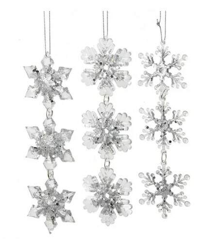 Item 105423 Acrylic Ice Silver Snowflake Drop Ornament