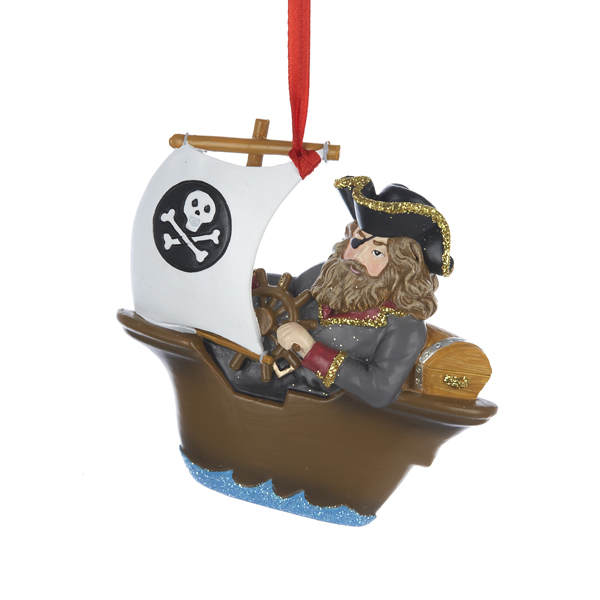 Item 105511 Pirate In Ship Ornament