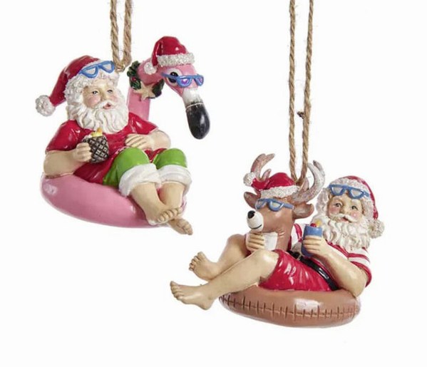 Item 105551 Beach Santa On Float Ornament