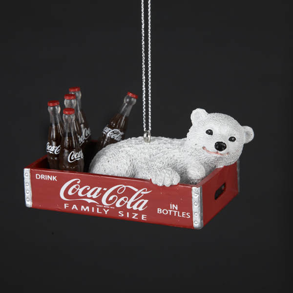 Item 105564 Polar Bear Cub In Coke Crate With Bottles Ornament