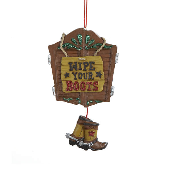 Item 105871 Western Door Plaque With Boots Ornament
