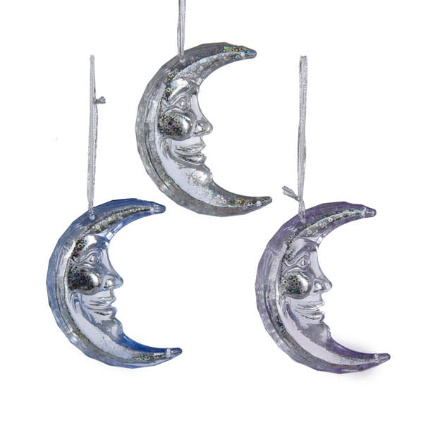 Item 106043 Silver/Blue/Purple Moon Ornament